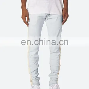 DiZNEW White Mens Wholesale Track Scratch Denim Jeans Pants For Men thumbnail-3
