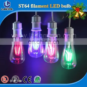 RGB Dimmable Remote Color Changing Lamp Bulb 220V RGB ST64 ST21led Filament Color Smart Bulb thumbnail-3