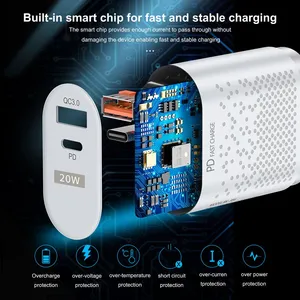 USB Type C Charger Mini Quick Charge 3.0 QC PD 20W Mobile Phone Charger for IPhone 12 Samsung Xiaomi Fast Wall Chargers thumbnail-5