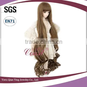Long Curly Brown Synthetic Size 3 Doll Wigs thumbnail-2
