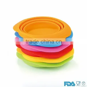 FDA Food Grade Colored Collapsible Silicone Bowl Siliocne Salad Bowl thumbnail-6