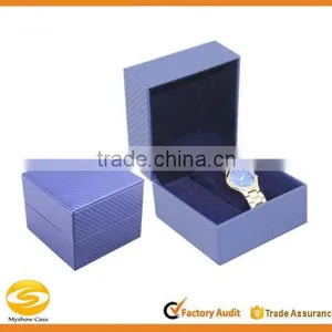 Watch Box Single Mens Blue Leather Display Glass Top Jewelry Case,leather Watch Case thumbnail-1