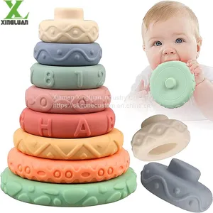 Toddlers Sensory Educational Montessori Baby Silicone Blocks - Developmental Teething Learning Stacker thumbnail-1