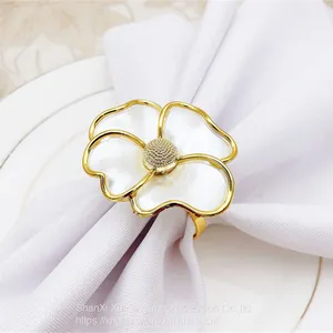 Bulk Wholesale Design Plastic Silver Gold White Flower Napkin Rings for Wedding Table thumbnail-3
