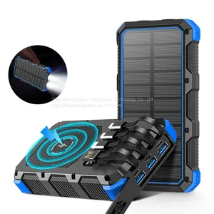 Solar Charging Bank 36800 Mah Wireless Charger With Cable 15W Fast Charging Mobile Power thumbnail-1