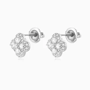 Shining Star Jewelry Men Iced Out Moissanite Flower Shape Cluster Earrings thumbnail-1