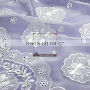 Factory Specializing Made 100%poly Flower Printing Chiffon Flower Laser Embroidery Lace Fabric for Girl Dress thumbnail-5