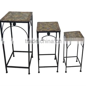 Square Mosaic Stone Plant Stand for Garden Decor thumbnail-2