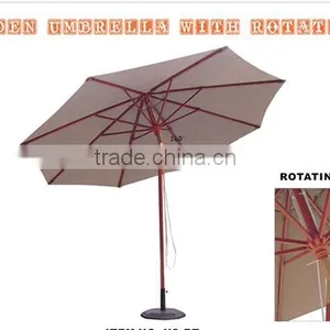 Top Quality Outdoor 9 Foot Light Wood Poly Garden Umbrella thumbnail-2
