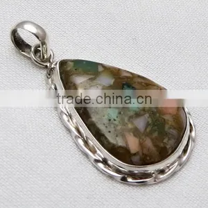 Beautiful Design Fuchsite Pendant, Gemstone Silver Jewelry, Exporter and Wholesaller thumbnail-1