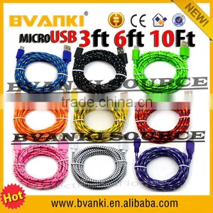 10 Color Round Shape 1m 2m 3m Braided Micro USB Cable Data&Sync Charger For Android thumbnail-1