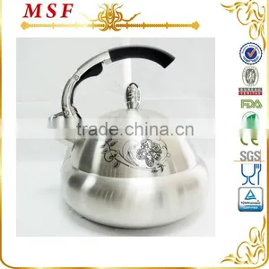 Upscale Stainless Steel Water Kettle Zinc Alloy Chrome Plated Cast Handle Color Changing Flower on Body MSF-2862 thumbnail-1