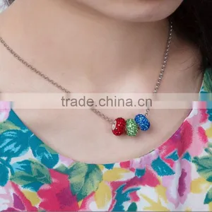 Colorful Crystal Ball 925 Sterling Silver Neckalce in Stock thumbnail-2