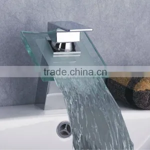Single Handle Glass Waterfall Basin Faucet thumbnail-1