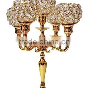 Crystal Gold Candelabra for Wedding Decoration thumbnail-1