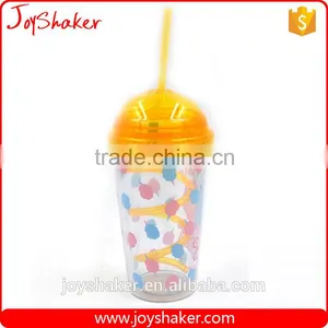 Hot Joyshaker Paper Insert Double Wall Water Cup, Insulated Plastic Cup With Straw thumbnail-3