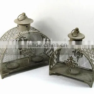 S/2 Semi-circular Engraved Metal Wire Candle Holder thumbnail-1