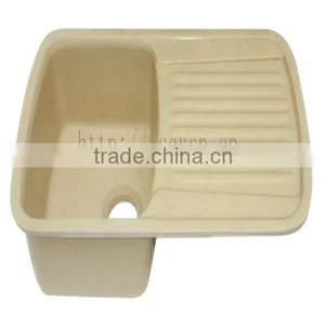 Man-made Stone Kitchen Sink Basin/single Bowl Sink With Drainboard thumbnail-1