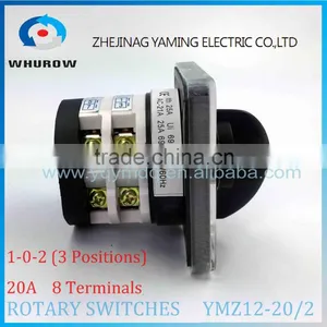 YM Rotary Switch YMZ12-20/2 Changeover Cam Combination Switch 2 Poles 3 Positions 8 Terminals 20A Ui 690V Sliver Point Contacts thumbnail-2