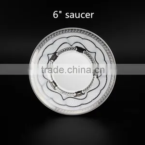 With Silver Color Decal 250ml Ceramic Coffee Cup Round Shape Bone China Tea Cup With Saucer thumbnail-4