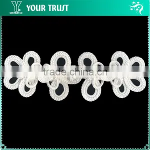 Width 6.3 Centermeter All Black Sew On 100% Nylon Chinese Knot Frog Buttons thumbnail-6