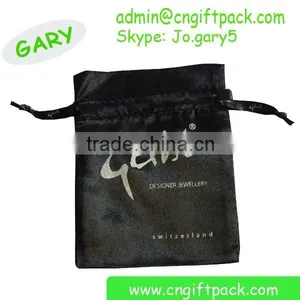 10x12cm Black Custom Printed Satin Jewelry Bag thumbnail-1