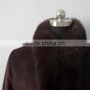 European Style Ladies Cashmere With Fox Fur Trim Coat thumbnail-4