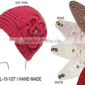 Adjustable Hand Knit Head Wrap Headband thumbnail-1