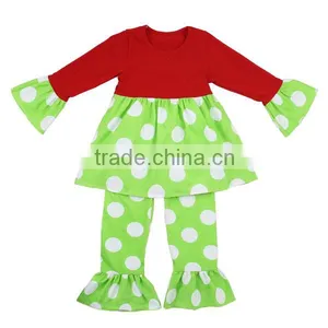 Persnickety Embroidery Applique Wholesale Children's Clothing Christmas Outfit Polka Dot Ruffle Set Toddler Girl Clothes thumbnail-1