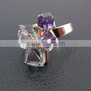 Korean Magic Cubic Zircon Exaggerated Gold Plated Luxury Ring Jewelry For Lady thumbnail-5