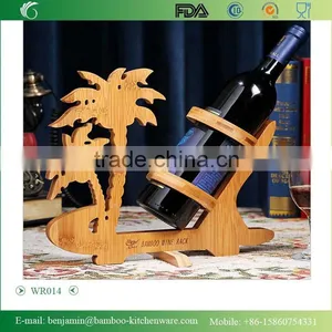 WR014/100% Bamboo Material Chinese Style Hot Sale Coco Shaped Folding Bamboo Wine Rack thumbnail-1