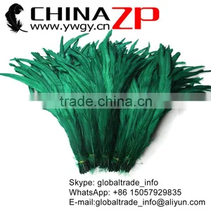 Top Supplier ZPDECOR Bulk Sale 35-40cm Length Best Quality Kelly Green Fully Dyed Rooster Chicken Feathers thumbnail-1