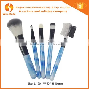 5pcs Advantage Romantic Nylon Hair Skype Blue Plastic Handle Rhinestone Makeup Brush Set thumbnail-1