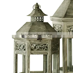 Decorative Wood Lantern European Style Antique Finish Set of 3 Indoor/outdoor thumbnail-5