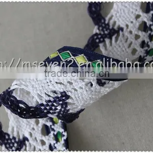 Hot Fashion Black / White Colors Scalloped Shaped Cotton Trims, Jacquard Ribbon With Cotton Lace thumbnail-3