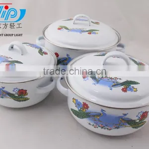 3 Pcs Casserole Straight Shape W/Metal Cover Dark Color Decor thumbnail-4