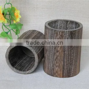 Round Burning Color Office Use Wooden Pencil Holder thumbnail-5
