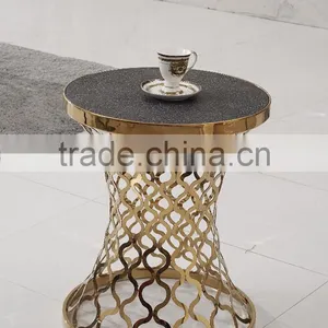 D404 Home Furniture Round Marble Rose Gold Side Table thumbnail-3