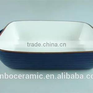 Colorful Cute Ceramic Bakingdish Rectangular Baking Dishes Stoneware Bakeware With Handles thumbnail-6