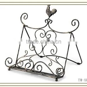 2014 Rooster Design Antique Bronze Finish Metal Book Stand thumbnail-1