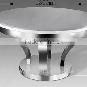 Stainless Steel Base Round Dining Table With Marble Top thumbnail-4