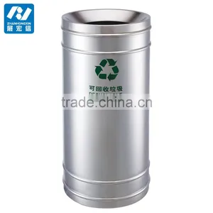 Outdoor Open Top Stainless Steel Double Compartment Litter Bin thumbnail-5