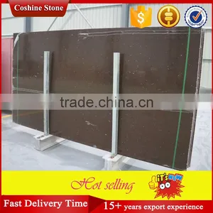 Polished Coffee Brown Artificial Quartz Stone Big Slabs thumbnail-1