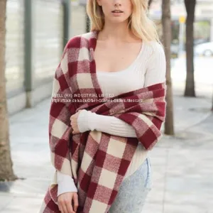 Soft Winter Plaid Checked Pashmina Scarf Shawl Wraps Manufacturer thumbnail-2