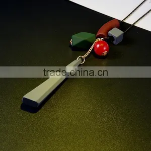Europe America Popular Geometric Pendant Beads Necklace Rubber Hand Painted Beads Pendant Long Necklace thumbnail-2