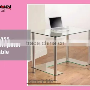 PC Computer Desk Office Furniture Metal Study Desk Glass Computer Table thumbnail-3