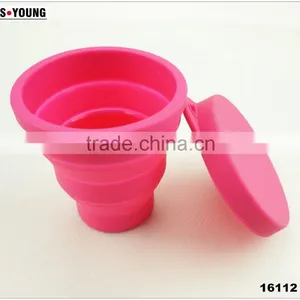 16112 Folding Silicone Cup With Lid, Colorful Folding Silicone Cup With Lid,OEM Logo Folding Silicone Cup With Lid thumbnail-2