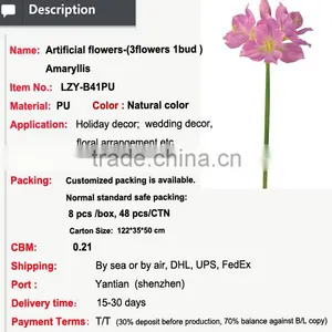 High Quality Artificial Flowers Amaryllis 3 Flowers--1bud for Party thumbnail-2