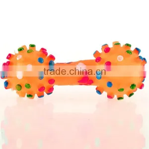 Hot Sale!! 2015 Christmas Gift Pet Supplies Pet Dog Cat Puppy Colorful Sound Polka Dot Squeaky Rubber Dumbbell Chewing Toy thumbnail-4