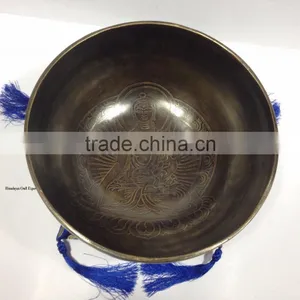 High Quality Shakyamuni Buddha And Mantra Carved Tibetan 7 Metal Meditation Singing Bowl thumbnail-3